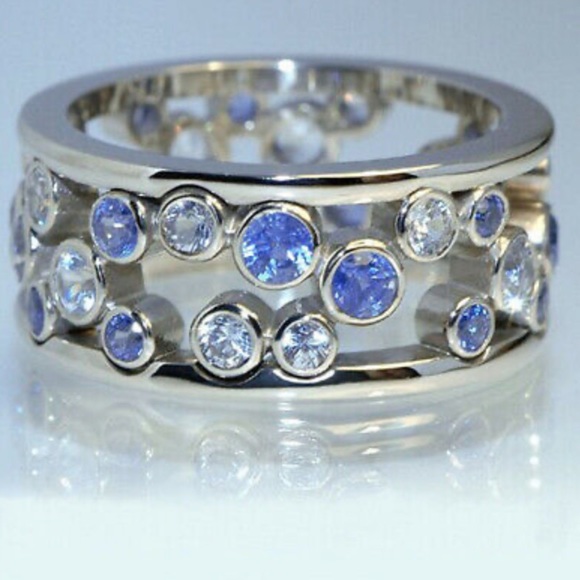 925 sterling silver blue sapphire ring - Picture 3 of 8